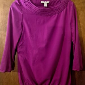 Banana Republic Fuchsia Blouse with Gathered Hem